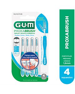 Gum Cepillo Interdental Portátil Mediano Cónico 1614 X 4 Unidades