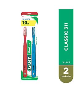 Classic Cepillo de Dientes Suave Plano 3 Hileras 311 Gum x 2un