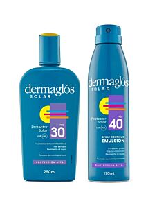 Kit Protector Solar Dermaglós Emulsión FPS 30 + Spray FPS 40